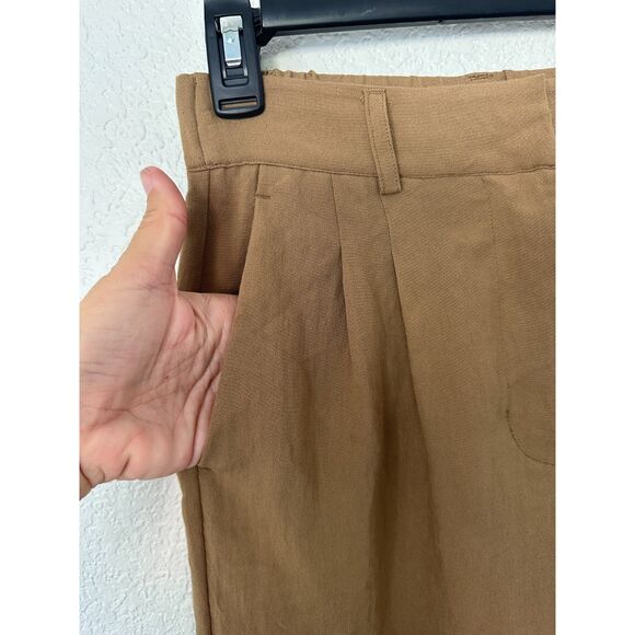 Z Supply Lucy Twill Pants Trousers Elastic Wait Pleated Front Carmel Brown Small - Picture 3 of 8